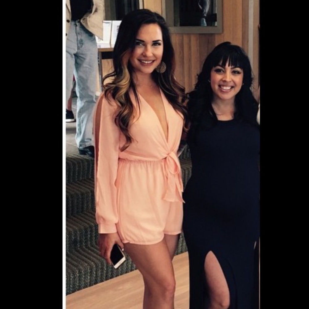 TOBI Tie-Front Peach colored romper